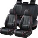 Coverado Car Seat Covers Full Set, Seat Covers for Cars, Black Car Seat Protector Waterproof, Nappa Leather Car Seat Cushion, Car Seat Covers Front Seats and Back Fit for Most Cars