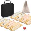 Soopotay 8 Players Rummy Game Set, 214 Melamine Tiles, 8 Wooden Racks, Drawstring Bag, Premium Portable Case, Tile Board Games for Adults, Travel, Birthday Gifts for Men Women Dad Mom
