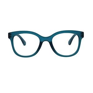 Peepers by PeeperSpecs Women's Brocade Square Blue Light Blocking Reading Glasses, Teal/Golden, +0.00