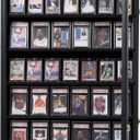 KCRasan 35 Graded Sports Card Display Frame -Baseball Card Display Case Lockable - Trading Card Collector Wall Display Holder for Basketball Football Hockey Cards, UV Protection Acrylic(Black)