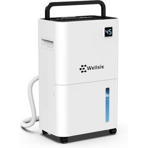 3500 Sq.Ft Dehumidifier, Wellsle 50 Pint Dehumidifiers for Home and Basement with Drain Hose, Ultra-Quiet Bedroom Dehumidifier - Intelligent Humidity Control - 24 Hour Timer