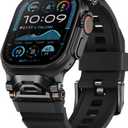 Rugged Bands Compatible for Apple Watch Ultra 3/Ultra 2/Ultra Band 49mm 46mm 45mm 44mm 42mm, Silicone Sport Strap with Durable Stainless Steel Connector for iWatch Series 11 10 9 8 7 6 5 4 3 SE Ultra (All Black - Black Adapter)