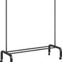 Rolling Clothes Rack Metal Clothing Rack with Wheels Garment Rack with Bottom Shelf for Hanging Clothes Shirts Jeans and Coats Black