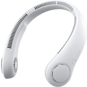JISULIFE Portable Neck Fan, Hands-Free Bladeless, 5 Speeds, 4000 mAh Battery Operated Wearable Personal Fan, Twistable, Rechargeable, Gift for Women Men-Grey