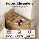 Kalrin Charging Nightstand with Hidden Outlets & 3 Drawers, Modern End Table, Bedside Table with USB Ports, Wave Groove Design, Compact Size, Heavy Duty Engineered Wood, Natural Wood Color