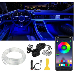 Interior Car LED Strip Lights APP Control, 5 in 1 RGB 16 Million Colors Ambient Lighting Kit with 236 inches Fiber Optic, Music Mode Inside Car Lighting Decorations
