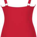 SUUKSESS Women Sexy Mesh Tummy Control Swimsuit Push Up High Waisted Bathing Suit (Red, L)