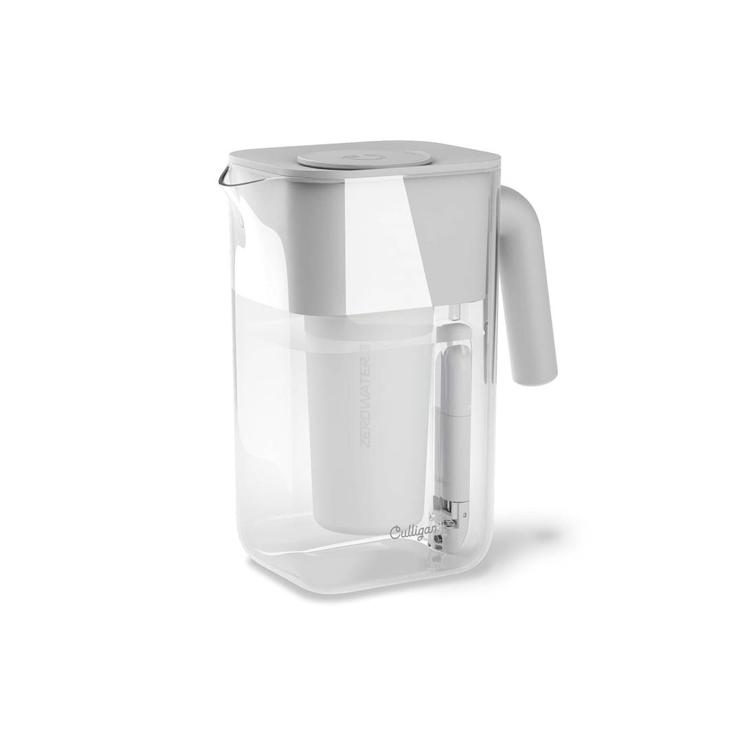 Culligan with ZeroWater Technology 10Cup Water Filter Pitcher – Includes 5Stage Advanced Water Filter, IAPMO Certified to Reduce Lead, Total PFAS (Forever Chemicals), Mercury, Fluoride, and Chlorine