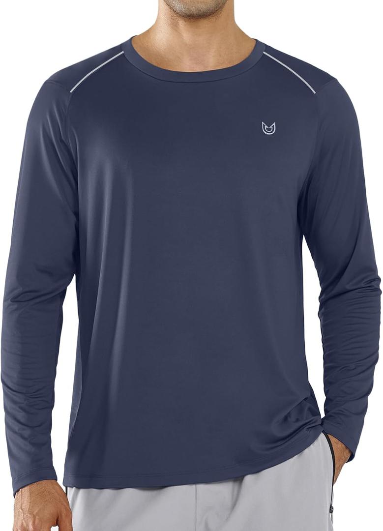 NORTHYARD Men's Long Sleeve Running Shirts Quick Dry Athletic Workout Gym Sun Protection UPF 50+ Shirt Hiking Swim Rash Guard S Coolgrey