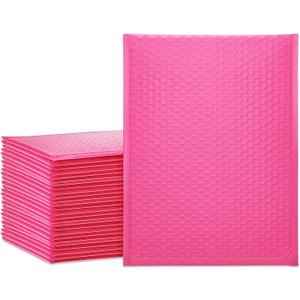 UCGOU Bubble Mailers 10.5x16 Inch Hot Pink 25 Pack Poly Padded Envelopes Large #5 Mailing Packages Opaque Packaging Postal Self Seal Adhesive Waterproof Boutique Shipping Bags for Clothes