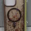 Domaver for iPhone 15 Pro Max Case, Magnetic Phone Case for iPhone 15 Pro Max [Compatible with MagSafe] Slim Fit Flowers Floral Design Shockproof Protective Bumper Women Men Girls Cover- Brown