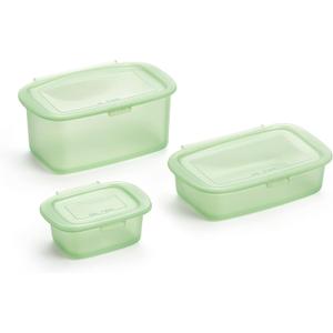 Lxe9kuxe9 Lekue Reusable Silicone Food Storage Box Container set of 3. Set includes: 0.2L, 0.5L, 1.0L (Green)