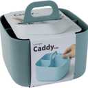 BLUE GINKGO Small Stackable Organizer Caddy  Korean-Made Portable Tote for Bathroom, Office, Crafts, or School Supplies (Square, Green)