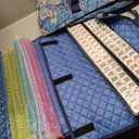 American Mahjong Tile Set with Blue Printed Carrying Bag, 166 Premium Tiles, 4 All-in-One Color Racks/Pushers, Mah Jongg Sets, Mahjong Game Set for Travel, Christmas, Birthday Gifts, 4 inches x 9 inches x 21 inches