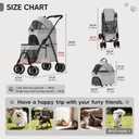 YYW Double Pet Stroller Foldable 2 Carriages Lockable Wheels Gray