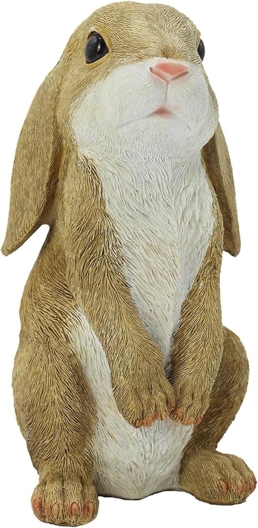 JORAE Standing Rabbit Statue Curious Easter Bunny Outdoor Garden Statues Patio Yard Home Decorations Sculpture Mustard, 8.5In, Polyresin