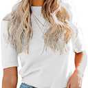 LIYOHON Womens Tops Dressy Casual Mock Turtleneck Business Short Sleeve T Shirts Going Out Tops 2025 M
