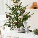 12 Pcs Neutral Crochet Christmas Ball Ornaments 3.15 Inch Rustic Knitted Xmas Tree Ornaments White Cream Brown Green Large Xmas Baubles Boho Modern Christmas Decor for Tree Farmhouse Decor