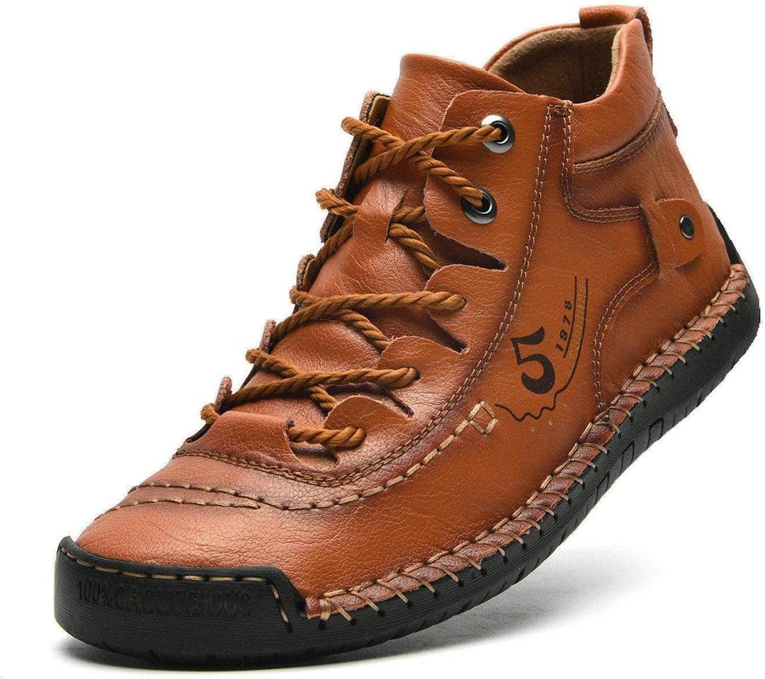 Alcubieree Mens Casual Leather Shoes Ankle Chukka Boots Slip On Lightweight Loafers Mid top Walking Driving Shoes for Male (12.5, Brown)