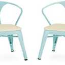 Delta Children Bistro 2-Piece Chair Set, Aqua Metal/Natural Birch