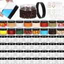 Clear 4 oz Plastic Jars with Lids & Labels - Refillable Cosmetic Small Containers with Black Screw Lid/Slime Containers (4 fl.oz, 48Pack)