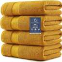 COZYART Luxury Bath Towels 4 PCS, 27x54 650 GSM Turkish Cotton, Gold | Zero Twist 100% Ring Spun Cotton, Fluffy, Ultra Soft, Super Absorbent, Quick Dry, Large Towels for Hotel Spa Bathroom Shower, Gold
