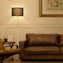 Gold Floor Lamps for Living Room, Modern Bright Standing Lamp, Black Lamp Shades, Foot Switch, Simple Pole Lamps Corner Lamp for Bedroom,Office, Living Room, Den, Black Living Room Lamp (No Bulb)