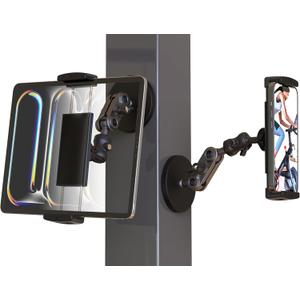 Universal Magnetic Tablet Holder 360Adjustable 7.7" Aluminum Heavy Duty Arm 3.5" Magnetic Base for Fridge Whiteboard Gym Warehouse Kitchen Fits 4-13" Tablets, Phones