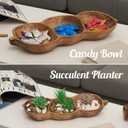 Tapeera 3 Compartment Serving Bowl - Wooden Divided Serving Tray - Peanut Shaped Bowl - Key Bowl - Candy Bowl - Section Serving Platter - Candle Tray - Snack Bowl Partition Dish - Pistachio Bowl