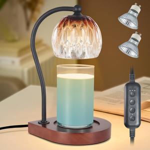 Candle Warmer Lamp, Electric Candle Warmer Birthday Gifts for Women Mom, Candle Lamp Warmer with Timer for Home Decor Housewarming Christmas (Black-Brown) (02-Black-Grown)