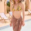 Sarong Wraps for Women, Cover Up for Swimwear Bathing Suit Swim Skirt Swimsuit Coverup Shorts Beach Vacation Clothes Coffee (Brown)