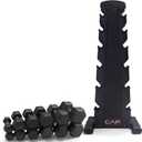CAP Barbell Rubber Coated Hex Dumbbell Set with Storage Rack | 100210 lb Options, Space-Saving Vertical Compact Storage for Home Gym Strength Training