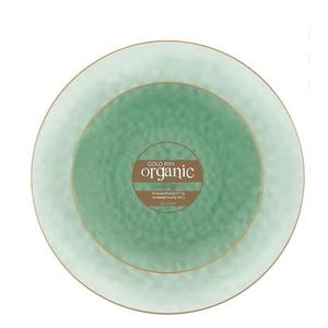 Organic Hammered Green Gold Rim Combo Plates, 7" + 10", 128pcs (4 packs x 32)