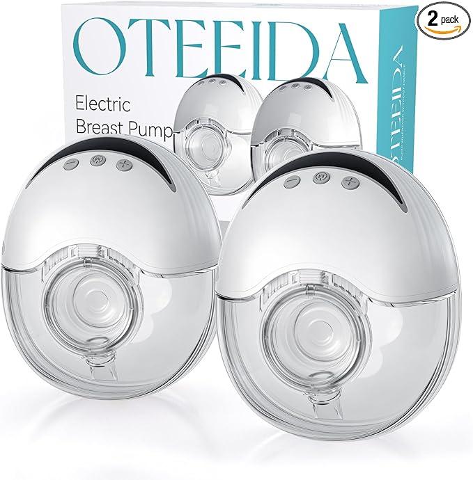 Hands Free Breast Pump Wearable MY375  Strong Suction, Low Noise, Wearable Breastfeeding Pump with 4 Mode &12 Levels, Portable Electric Breast Pump 24mm  19/21/Insert/Flange, 2 Pack (White)