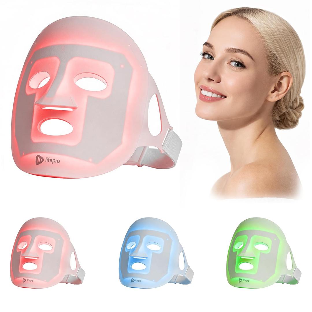 LifePro Red Light Therapy Mask Revitaglow Infrared Red Light Therapy For Face - 52 Triple Chip LED Mask with 3 Modes 2000mAh Battery & Auto-Timer - Daily Skin Wellness and Comfort