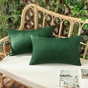Woaboy Set of 2 Green Outdoor Waterproof Throw Pillow Covers Decorative Farmhouse Linen Pillowcases Solid Cushion Cases for Patio Tent Balcony Couch Sofa Livingroom 12x20 inch Woaboy Set of 2 Green Outdoor Waterproof Throw Pillow Covers Decorative Farmhouse Linen Pillowcases Solid Cushion Cases for Patio Tent Balcony Couch Sofa Livingroom 12x20 inch