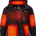 WASOTO Heated Jackets for Men Fur Lining with 18400mAh Battery Pack Charger included Rechargeable Waterproof for Hunting Work (X-Large, Black)