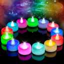 LED Candles, 24-Pack Color Changing Tea Lights Candles Battery Operated Bulk, Long-Lasting 200+ Hours Flameless Tealight Candles for Halloween Christmas Holiday Decor, 1.5'' D X 1.25'' H