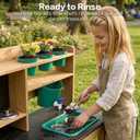 Mud Kitchen for Kids Outdoor, Wooden Play Kitchen with Real Working Faucet & Water Tank, Sensory Montessori Kitchen Playset with Sink, Chalkboard, Pots & Pans for Toddlers & Kids Ages 3+, 33.9 inches x 12.1 inches x 16.4 inches