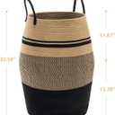Jute Rope Laundry Hamper by YOUDENOVA, 105L - Woven Collapsible Laundry Basket - Clothes Storage Basket for Blankets organizing, Bedroom Storage, Clothes Hamper Brown & Black