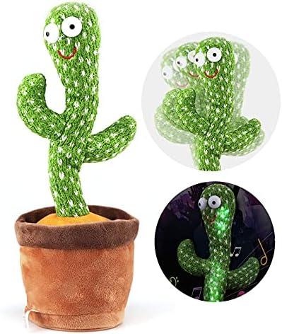 Dancing Cactus Talking Toy,Wriggle Singing Mimicking Cactus,Repeat What You Say,Sing,Dance,Recording,LED(120 Songs)