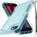 RMOCR Case for iPhone 8/7/SE 2022 2020, with Screen Protector,Military Grade Heavy Duty Shockproof Phone Cover with Wrist Lanyard Strap for iPhone 8/7/SE 2nd 3rd 4.7 inch,Mint Green