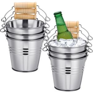 Zopeal 6 Pcs Large Metal Bucket Beer Bucket Galvanized Steel Pail with Handle for Gifts Basket Ice Candy Party (3.5 x 3 x 2.3 Inch,Silver)