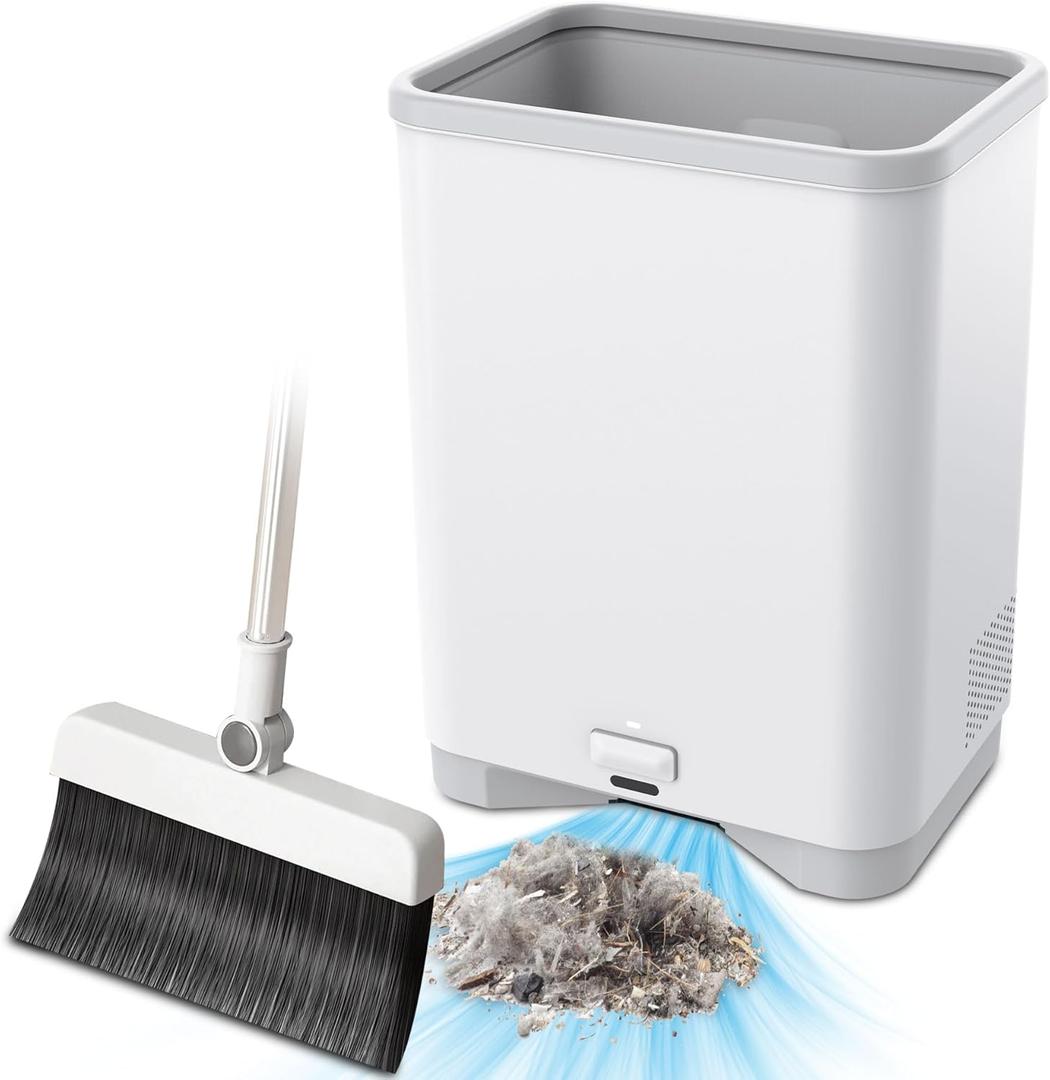 Touchless Vacuum Automatic Dustpan Great for Pet Hair/Food Crumbs/Dirt 4000PA Powerful Suction, Hair Vacuum for Salons Automatic Sensors, White Canister Vacuum Cleaner
