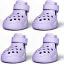 Dog Shoes: Non-Slip Waterproof Sandals for Hot Pavement, Breathable Perforated Boots, Large/Medium/Small Sizes, Ideal Paw Protector, Outdoor Clog Booties (Purple, Size 5)