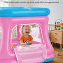 QPAU 3-in-1 Inflatable Bounce House for Toddlers 1-3, Ball Pit & Trampoline, Inflatable Bouncy House with Safety Net, Indoor & Outdoor Bubble Bouncer Baby Play YardBlue & Pink