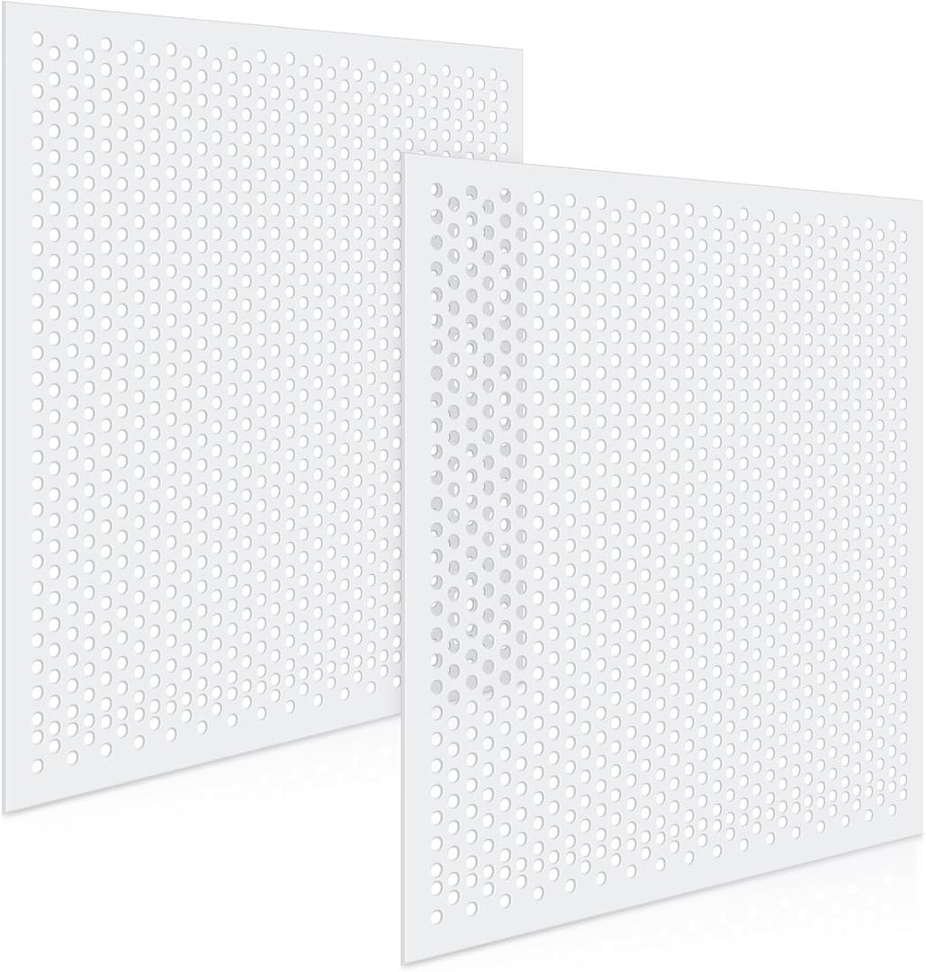 DoubleFill 2 Pack 2' x 2' Plastic Perforated Tiles with 3/8" Holes 24" x 24" White Drop Ceiling Tiles Plastic Ceiling Grid Covers