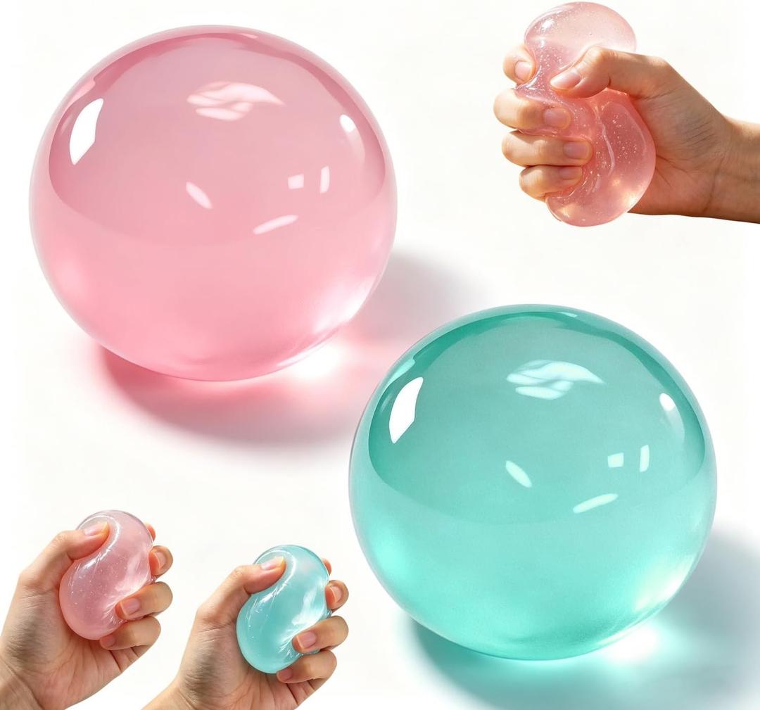 2PCS Coconut Oil Squishy, Coconut Oil Stress Ball, Slow Rising Squishy, Non-Sticky, Easy to Clean, Improving Focus, Or Easing Tension During Study, Work, Or Relaxation (Pink+Blue)