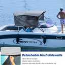 KAKIT 3 4 Bow Bimini Tops with Mesh Sidewalls Support Poles for Boats Marine Grade Canvas Top Includes 2 Straps Storage Boot 1 Inch Aluminum Frame
