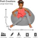 Posh Creations Bean Bag Chair for Kids, Teens, and Adults Includes Removable and Machine Washable Cover, 38in - Large, Solid Gray (BLG-BP004)